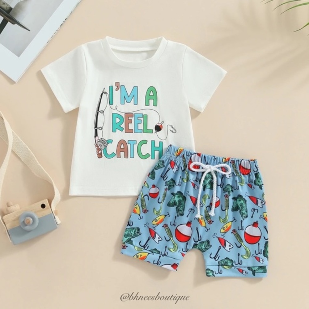 Baby Boutique Reel Catch Fishing Summer Outfit Set